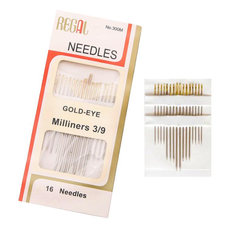 10sets Large-eyed Gold-tailed Needle 3/9 Fine Carbon Steel Hand Sewing Needle
