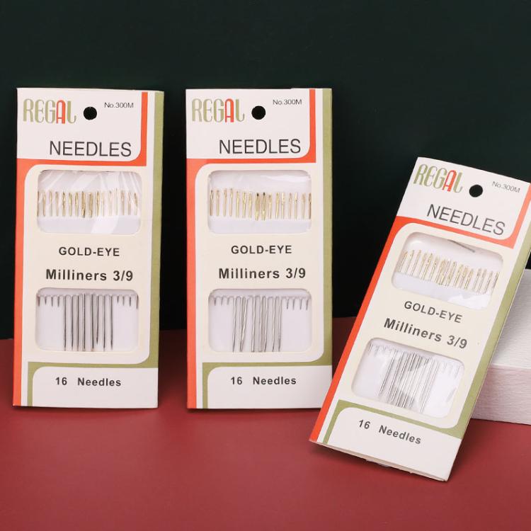 10sets Large-eyed Gold-tailed Needle 3/9 Fine Carbon Steel Hand Sewing Needle