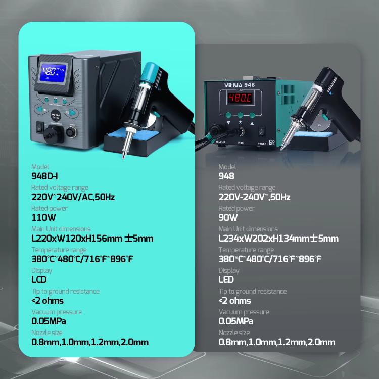YIHUA 948D I 110W Anti-Static Desoldering Station With Strong Suction, HD LCD Screen, Adjustable Angle, And 3 Storage Channels
