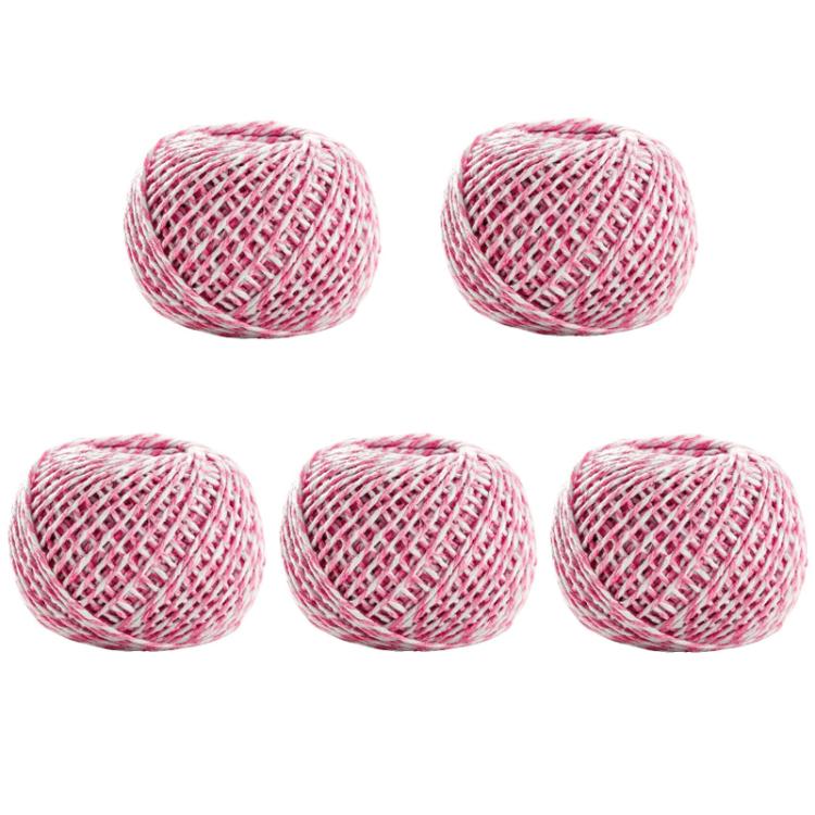 5pcs 70m DIY Food Packaging Rope Cotton Thread, Beige, Blue White, Red White, Pink White, White Green, White