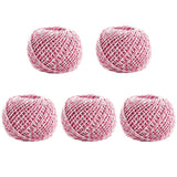 5pcs 70m DIY Food Packaging Rope Cotton Thread, Beige, Blue White, Red White, Pink White, White Green, White