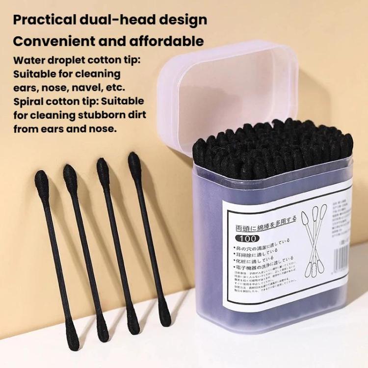 100pcs/Box Disposable Ear Pick Cotton Swabs Double-Ended Cotton Buds, Ear Pick + Spiral, Ear Pick + Circle, Circle + Spiral