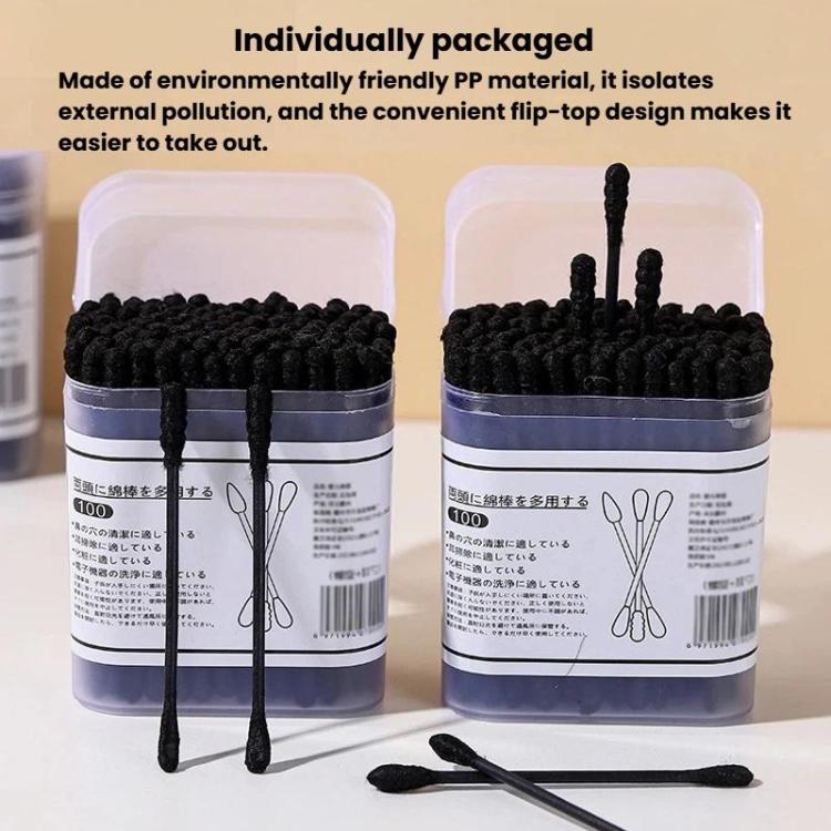 100pcs/Box Disposable Ear Pick Cotton Swabs Double-Ended Cotton Buds, Ear Pick + Spiral, Ear Pick + Circle, Circle + Spiral