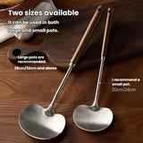 2pcs Solid Wood Long Handle Wok Spoon & Ladle Household Kitchen Shovel, Large, Small
