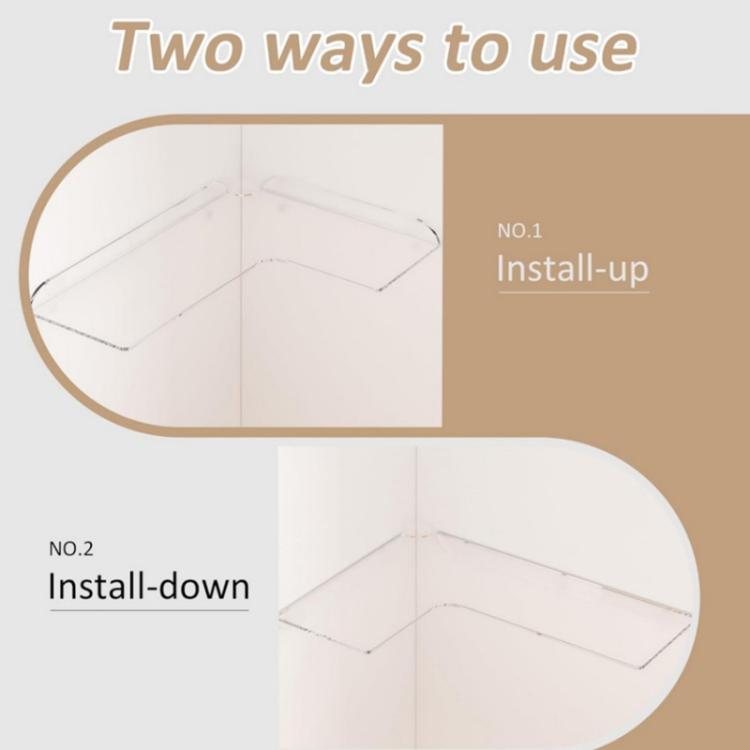 Acrylic Corner Wall Mounted Shelf For Bathroom, Kitchen & Office, Single, Double