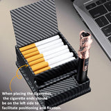 Vintage Style 40-Count Automatic Cigarette Box with Built-in Lighter Slot