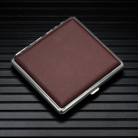 Leather Cigarette Case for 20 Filter Cigarettes 8.0mm Ultra Thin Portable Cigarette Holder
