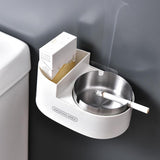 Stainless Steel Wall-Mounted Ashtray with Lid for Bathroom and Toilet Space-Saving Ash Holder
