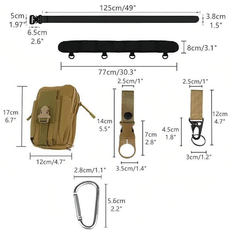 6pcs /Pack Sports Outdoor Multi-Functional Waist Bag, 6pcs /Pack Black, 6pcs /Pack Khaki, 6pcs /Pack Green