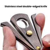 Sandalwood Cigar Scissors With Stainless Steel Double Blades Precision Cutter For Enthusiasts
