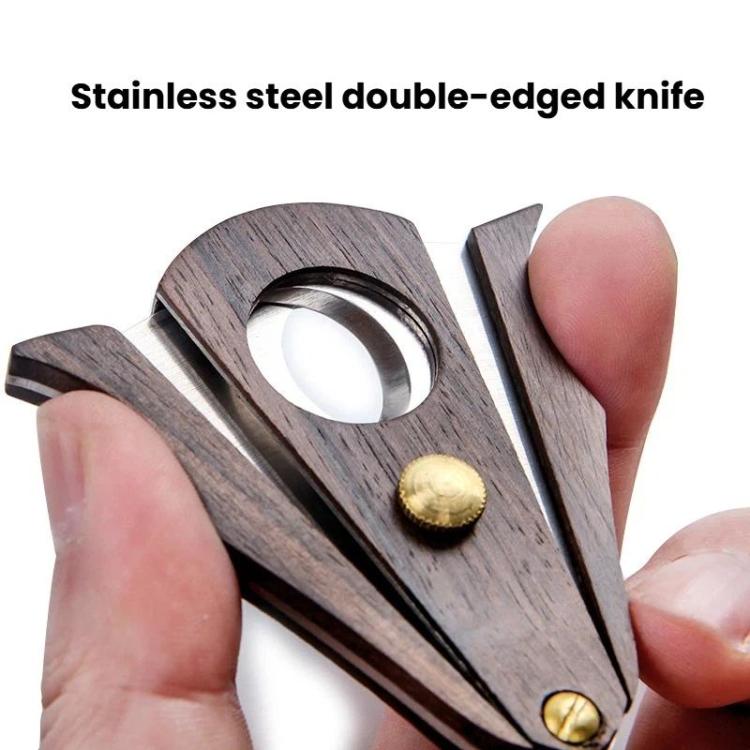Sandalwood Cigar Scissors With Stainless Steel Double Blades Precision Cutter For Enthusiasts