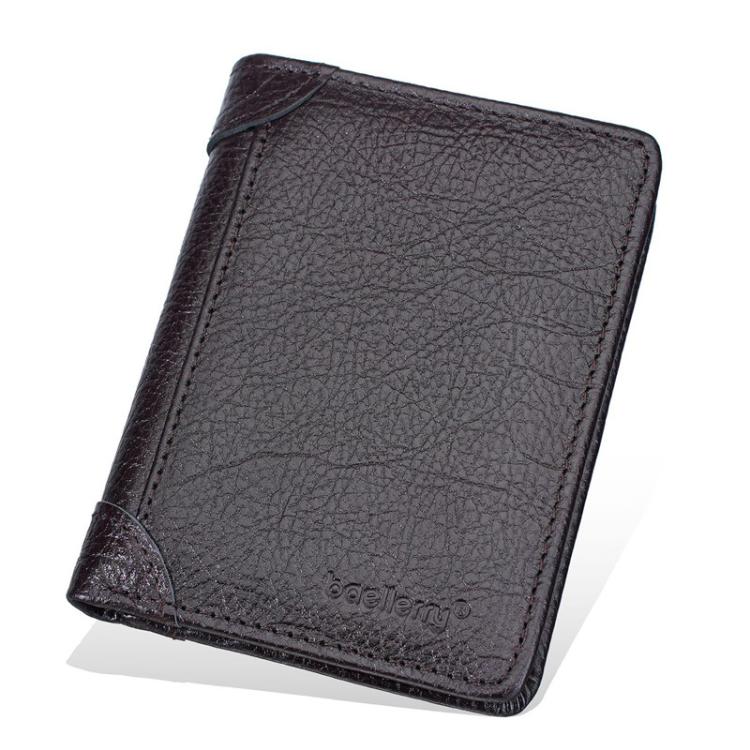 Baellerry D3112 Leather Men Short Wallet Vintage Tri-Fold Multi-Card Holder