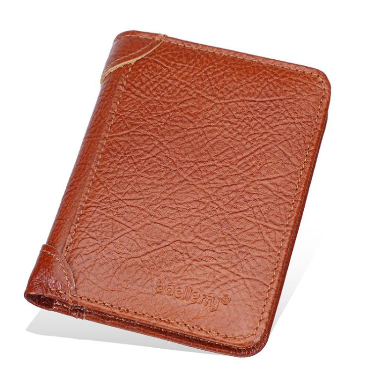 Baellerry D3112 Leather Men Short Wallet Vintage Tri-Fold Multi-Card Holder