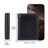 Baellerry D3112 Leather Men Short Wallet Vintage Tri-Fold Multi-Card Holder
