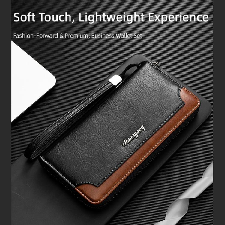 Baellerry C3167 Men Long Wallet Business Contrast-Color Zipper Clutch Multi-Card Slot Large Capacity Wallet