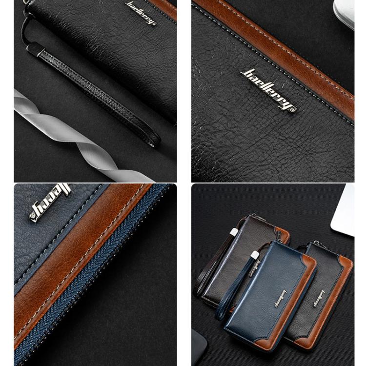 Baellerry C3167 Men Long Wallet Business Contrast-Color Zipper Clutch Multi-Card Slot Large Capacity Wallet