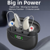 16-Channel Open Fit Behind-The-Ear Hearing Aids Dual Devices With Magnetic Digital Display Charging Case, Magnetic