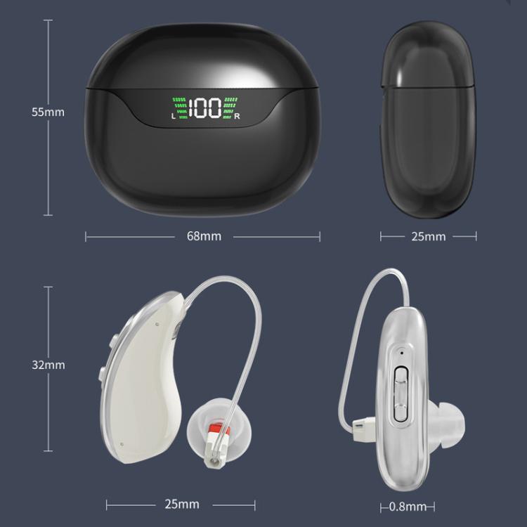 16-Channel Open Fit Behind-The-Ear Hearing Aids Dual Devices With Magnetic Digital Display Charging Case, Magnetic