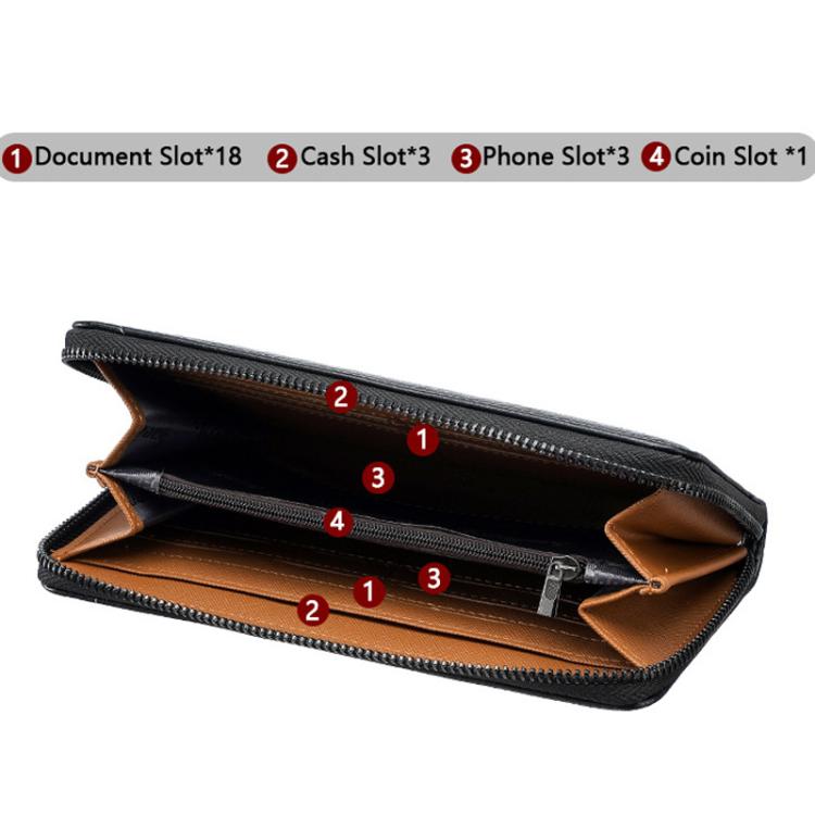 Baellerry C3166 Long Antimagnetic RFID Zipper Clutch Large Capacity Multi-Card Wallet