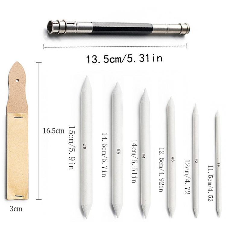36 In 1 Sketch Drawing Set Blending Stumps Tortillons & Sponge Tools with 24 Replaceable Tips