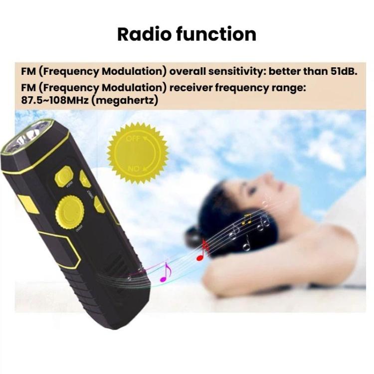 SB-5032E Outdoor Multi-Functional Flashlight Emergency Alarm Torch With Radio