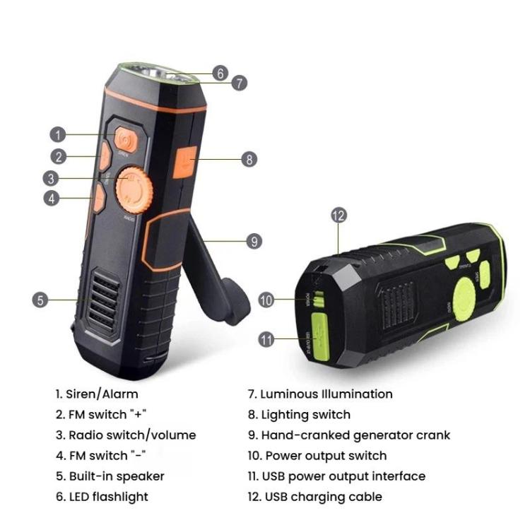 SB-5032E Outdoor Multi-Functional Flashlight Emergency Alarm Torch With Radio
