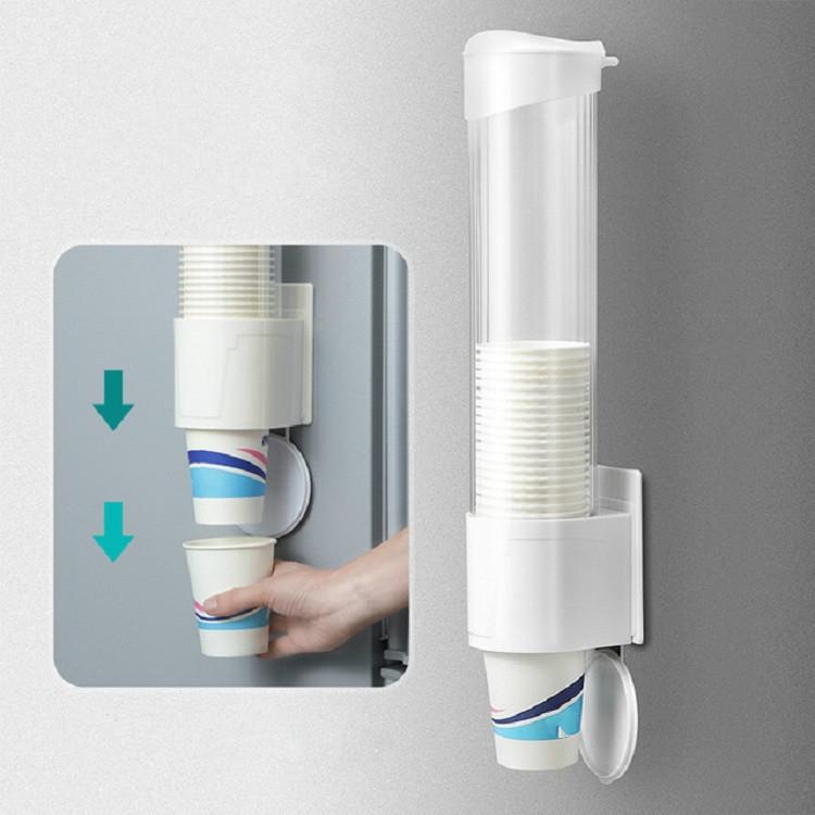 Household Disposable Cup Holder Wall-mounted Rack Convenient Dustproof Automatic Cup Taker, Large White