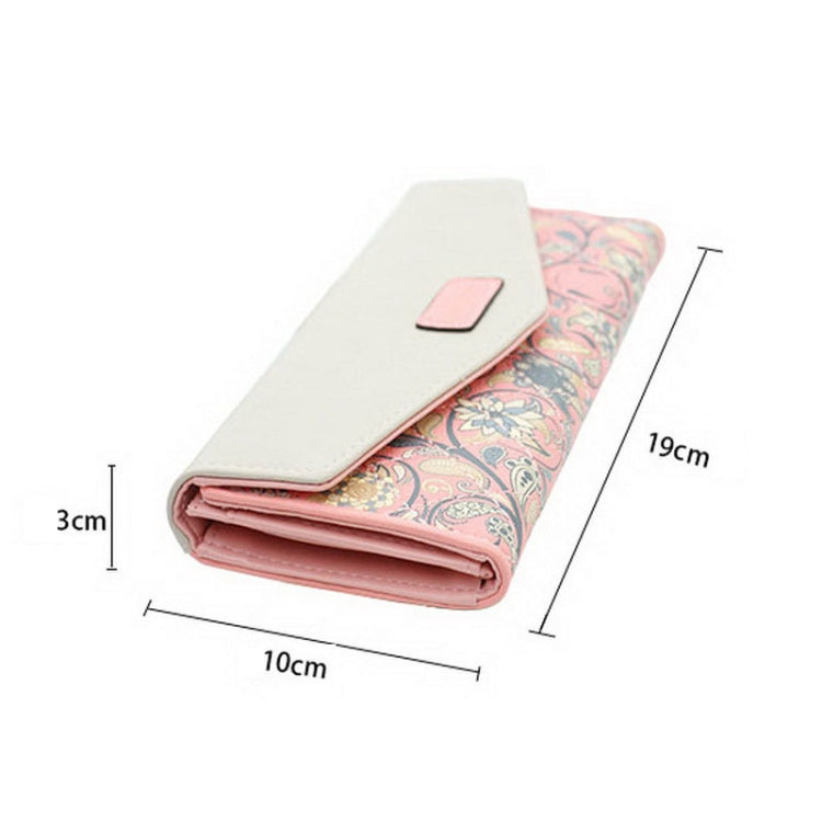 Long Leather Floral Pattern Wallets Coin Purses Money Bag for Women