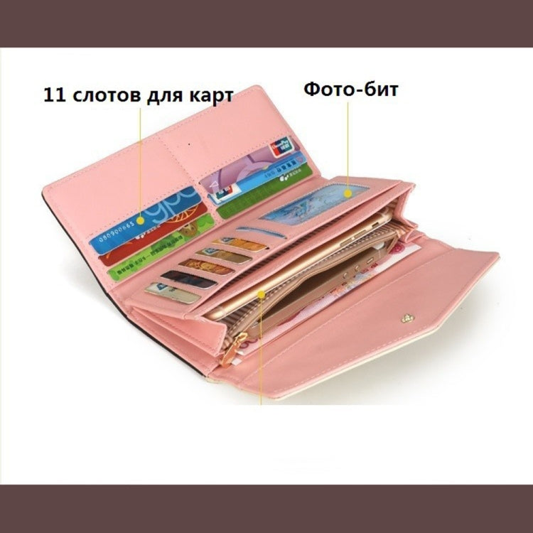 Long Leather Floral Pattern Wallets Coin Purses Money Bag for Women