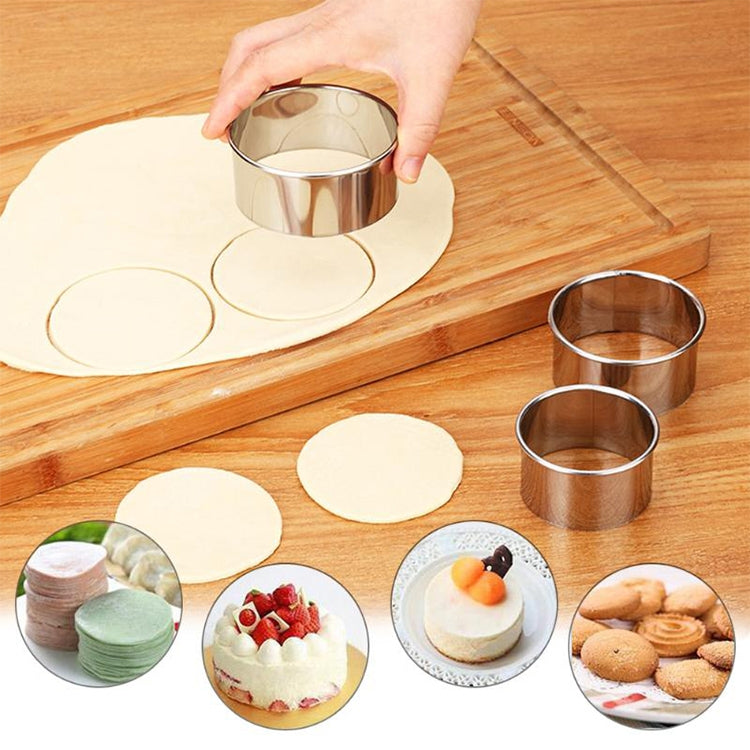 3pcs/set Stainless Steel Round Dumplings Wrappers Molds Set Cutter Maker Tools, Circular, Sawtooth