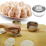 3pcs/set Stainless Steel Round Dumplings Wrappers Molds Set Cutter Maker Tools, Circular, Sawtooth