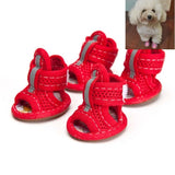Tendon Bottom Mesh Pet Anti-skid Sandals, Tendon Bottom 1: 13.5x4.5cm, Tendon Bottom 2: 4.0x5.0cm, Tendon Bottom 3: 4.5x5.5cm, Tendon Bottom 4: 5.0x6.0cm, Tendon Bottom 5: 5.5x6.5cm, 1: 13.5x4.5cm, 2: 4.0x5.0cm, 3: 4.5x5.5cm, 4: 5.0x6.0cm, 5: 5.5x6.5cm Tendon Bottom 5: 5.5x6.5cm Big Red