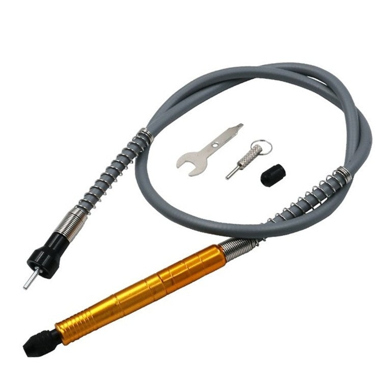 Electric Screwdriver Multifunctional Flexible Shaft Torque Electric Drill Connecting Rod Flexible Shaft With Chuck, 3.2mm Shaft Metal Yellow Aluminum Handle