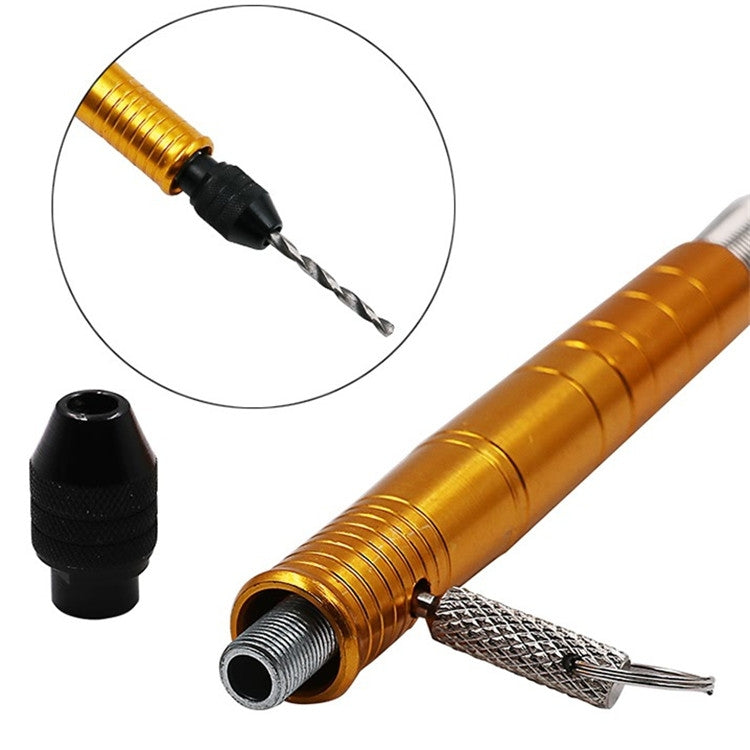Electric Screwdriver Multifunctional Flexible Shaft Torque Electric Drill Connecting Rod Flexible Shaft With Chuck, 3.2mm Shaft Metal Yellow Aluminum Handle