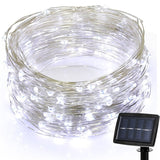 22m 200 LEDs Solar Powered Home Garden Copper Wire String Fairy Light Outdoor Christmas Party Decor Strip Lamp with 8 Modes, RGB, White Light, Warm White