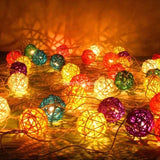 20 LEDs Rattan Balls Lights Fairy Holiday Christmas Outdoor LED Decorative Lamp, 4m Battery Style, 5m Plug-in Style