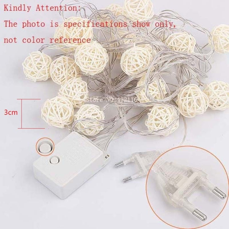 20 LEDs Rattan Balls Lights Fairy Holiday Christmas Outdoor LED Decorative Lamp, 4m Battery Style, 5m Plug-in Style
