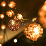20 LEDs Rattan Balls Lights Fairy Holiday Christmas Outdoor LED Decorative Lamp, 4m Battery Style, 5m Plug-in Style