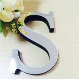 2 PCS Home Decoration Creative Personality English Letters Acrylic Mirror 3D DIY Wall Stickers S