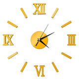 Modern DIY Indoor Roman Wall Clock Mirror Effect 3D Wall Sticker