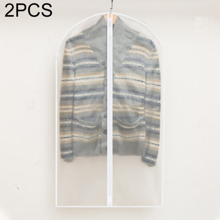 2 PCS Transparent Wardrobe Storage Bags Cloth Hanging Garment Suit Coat Dust Cover with Zipper, 45cmx60cm, 60cmx80cm, 60cmx100cm, 60cmx120cm 60cmx80cm