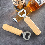 2 PCS Stainless Steel Beer Bottle Opener with Rubber Wood Handle Creative Gift Soda Bottle Driver, Beer Bottle Opener with Handle Beer Bottle Opener with Handle