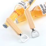 2 PCS Stainless Steel Beer Bottle Opener with Rubber Wood Handle Creative Gift Soda Bottle Driver, Beer Bottle Opener with Handle