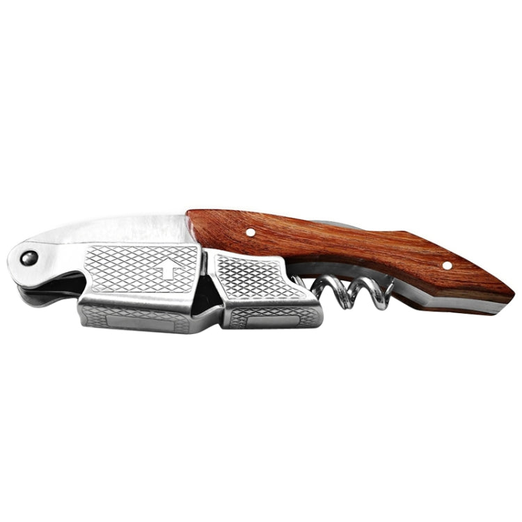 2 PCS Wood Handle Professional Multifunction Double Steel Head Portable Screw Corkscrew Wine Bottle Opener, Corkscrew Bottle Opener