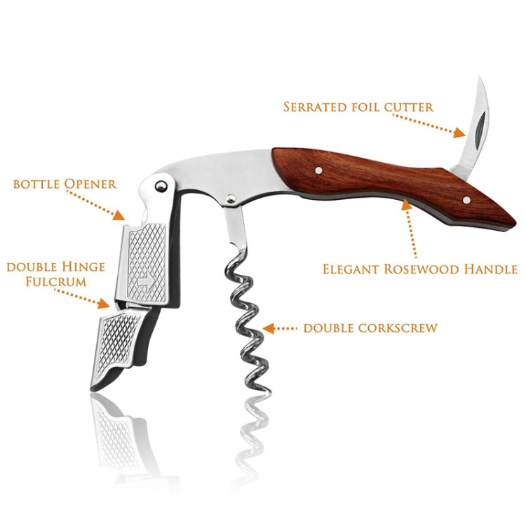2 PCS Wood Handle Professional Multifunction Double Steel Head Portable Screw Corkscrew Wine Bottle Opener, Corkscrew Bottle Opener