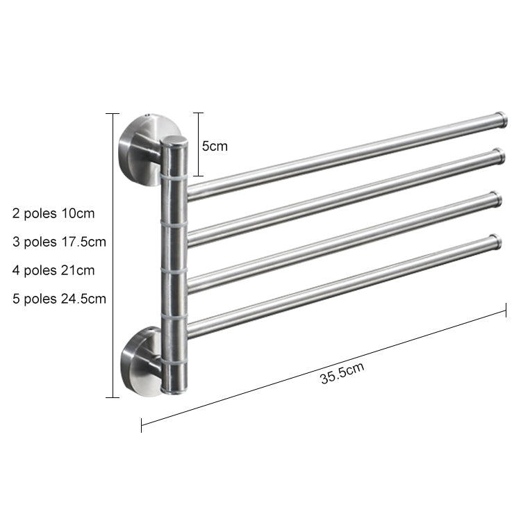 Stainless Steel Towel Bar Rotating Towel Rack Bathroom Kitchen Wall-mounted Towel Polished Rack Holder, Brushed Two Poles, Brushed Three Poles, Brushed Four Poles, Brushed Five Poles