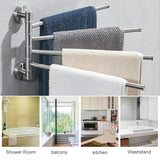 Stainless Steel Towel Bar Rotating Towel Rack Bathroom Kitchen Wall-mounted Towel Polished Rack Holder, Brushed Two Poles, Brushed Three Poles, Brushed Four Poles, Brushed Five Poles