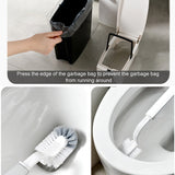 Bathroom Toilet Toilet Brush Integrated Pressing Open Lid Square Trash Can Set with Brush