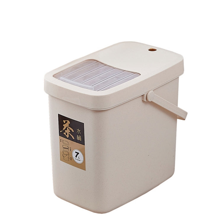 Office Plastic Tea Residue Bucket Tea Waste Bucket Push Lid Portable Trash Can, 7L, 10L