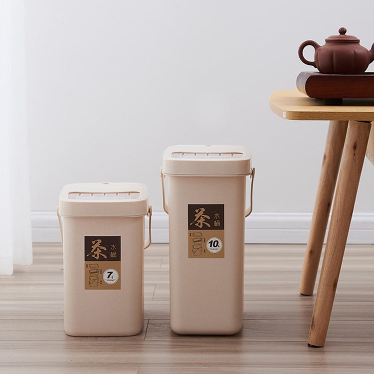 Office Plastic Tea Residue Bucket Tea Waste Bucket Push Lid Portable Trash Can, 7L, 10L